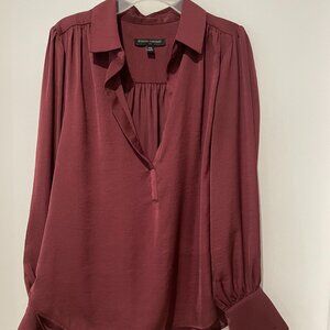 Banana Republic Silky Collar Blouse XS Wine